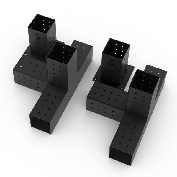 2 QUAD 4 Arm Pergola Extension Brackets with 2 SOLOs for 4x4 Wood Posts