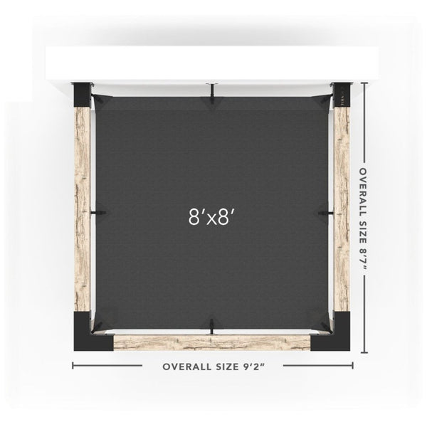 Wall Mount Pergola Kit With Shade Sail For 6X6 Wood Posts _8x8_graphite _8x8_crimson _8x8_denim _8x8_white