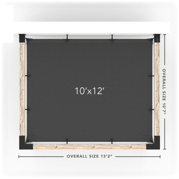 Wall Mount Pergola Kit With Shade Sail For 6X6 Wood Posts _10x12_graphite _10x12_crimson _10x12_denim _10x12_white